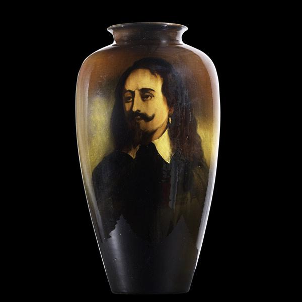 Appraisal: ROOKWOODStandard glaze portrait vase Drilled hole and seconded markFlame mark