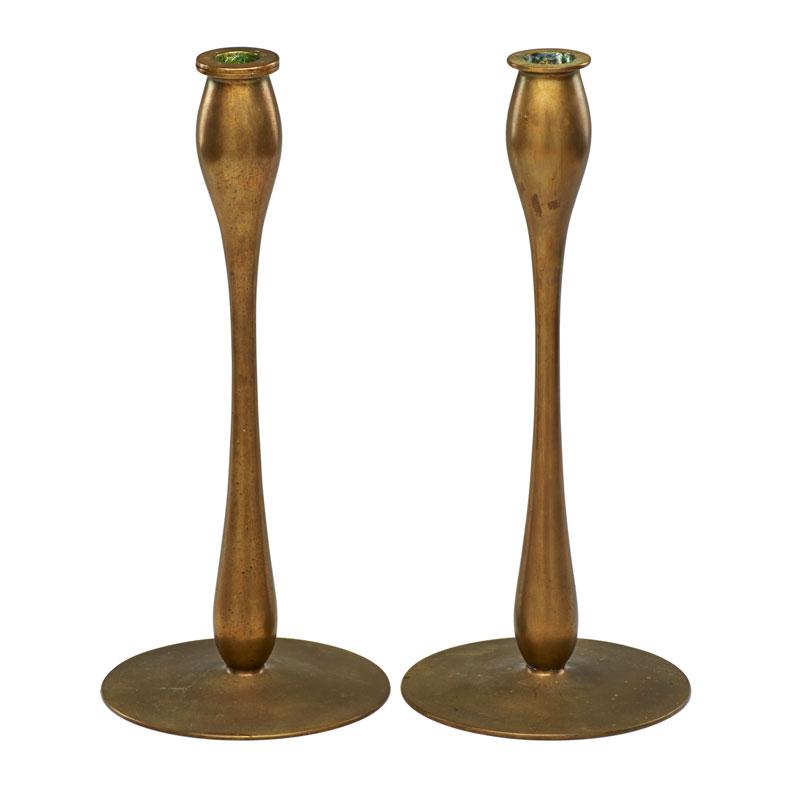 Appraisal: JARVIE Attr Pair of Theta candlesticks Condition Report Missing one