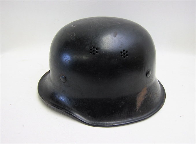 Appraisal: GERMAN WORLD WAR TWO POLICE HELMET black paint no decals