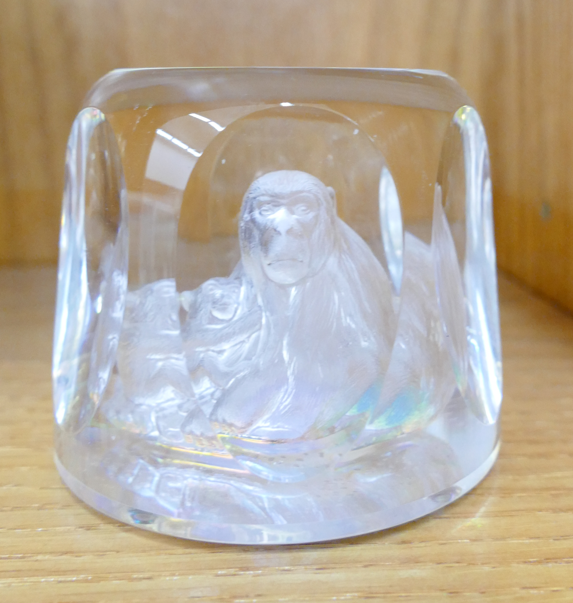 Appraisal: Robin Lehman Crystal Monkey Paperweight- ''