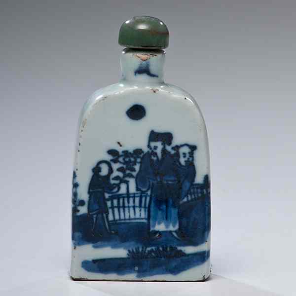 Appraisal: Blue and White Snuff Bottle Chinese A blue and white