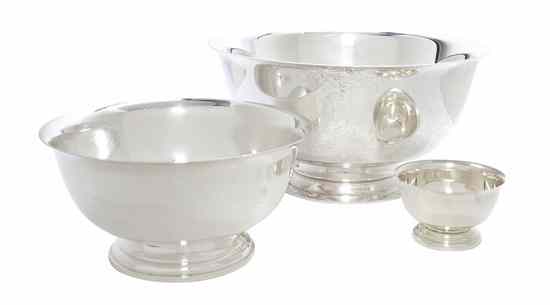 Appraisal: Three American Sterling Silver Revere Bowls of graduated sizes comprising