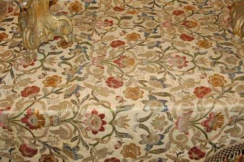 Appraisal: SILK EMBROIDERY late Baroque Italy th century Bright flowers and