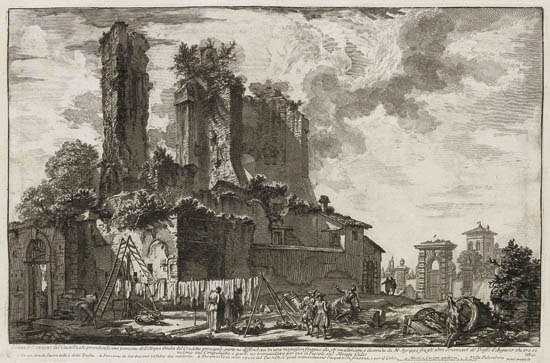 Appraisal: GIOVANNI B PIRANESI Veduta dell'avanzo del Castello del'Acqua Giulia Etching