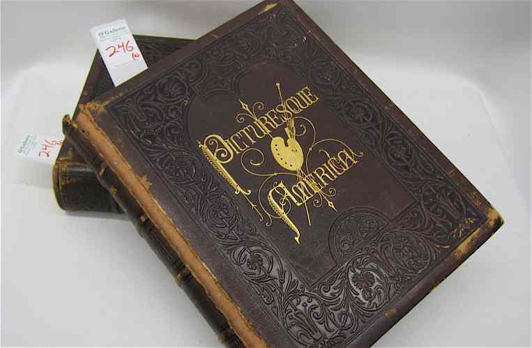 Appraisal: PICTURESQUE AMERICA TWO VOLUMES LEATHER-BOUND BOOKS Published by D Appleton