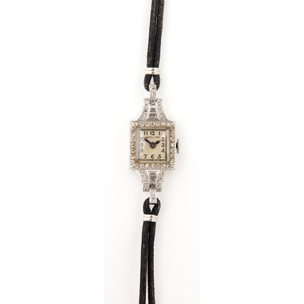 Appraisal: HAMILTON - An Art Deco diamond set wrist watch small