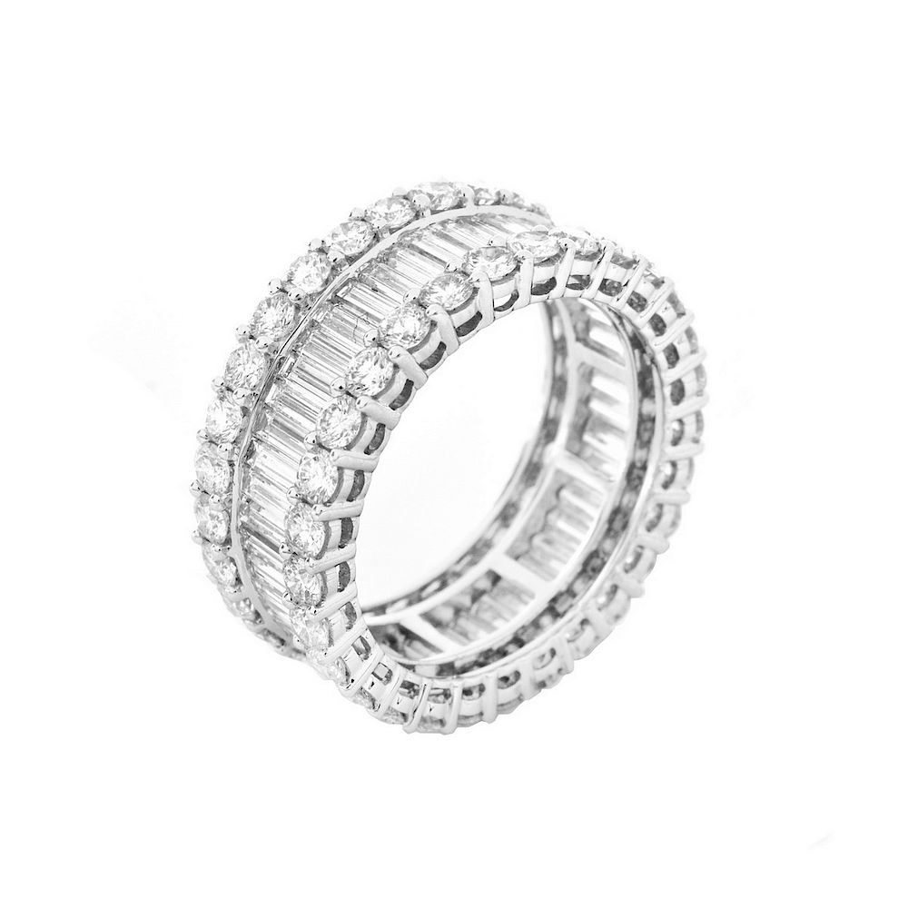 Appraisal: Diamond and K Gold Eternity Band Approx Carat Baguette and