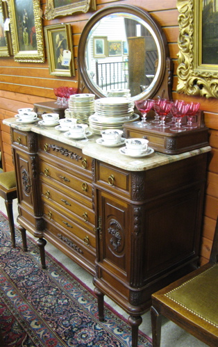 Appraisal: LOUIS XVI STYLE WALNUT DRESSER Continental c having an oval