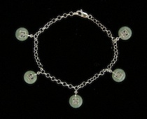 Appraisal: A Delicate Sterling Silver And Jade Bracelet A sterling silver