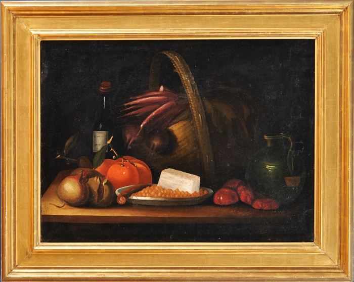 Appraisal: EUROPEAN SCHOOL TABLE TOP STILL LIFE x in