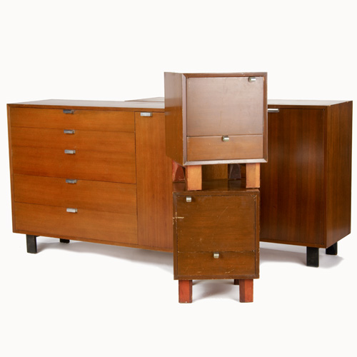 Appraisal: GEORGE NELSON HERMAN MILLER Single pedestal walnut veneer desk and