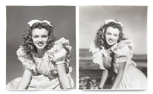 Appraisal: Two Marilyn Monroe rare black and white photographs by Andre