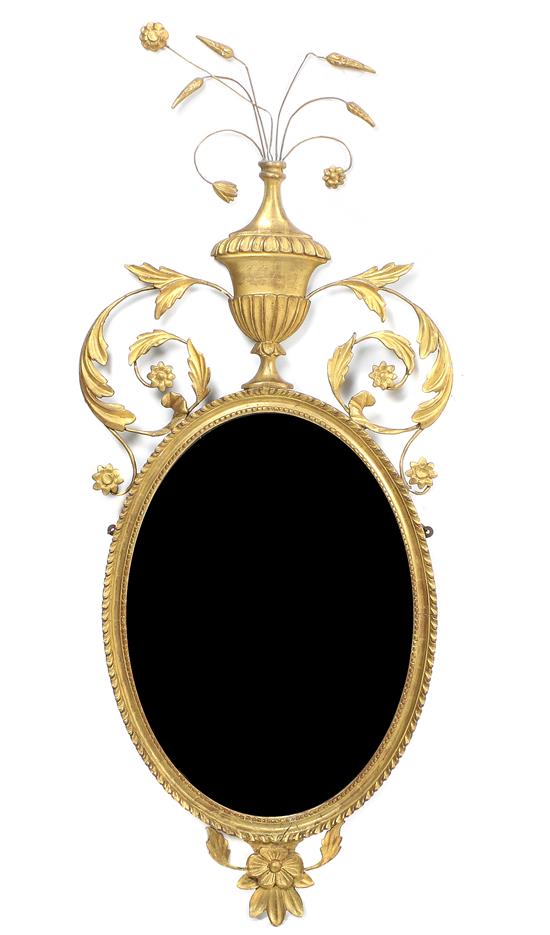 Appraisal: Sale Lot An Adam Style Giltwood Mirror having urn shaped