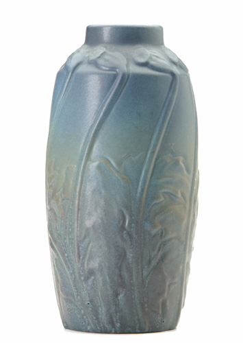 Appraisal: VAN BRIGGLE Fine and early vase embossed with poppy pods