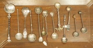 Appraisal: pc Souvenir Silver Spoons Most with coin bowls pc Souvenir