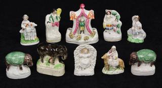 Appraisal: lot of Miniature Staffordshire figures lot of Miniature Staffordshire figures