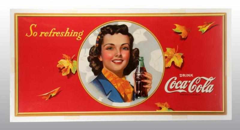 Appraisal: Cardboard Coca-Cola Autumn Leaves Horizontal Description Stunning sign in unused