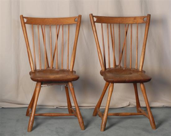 Appraisal: Three th C Brace-back Windsor Chairs of mixed woods each