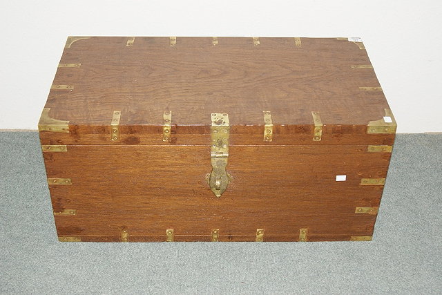 Appraisal: Hardwood and brass bound campaign trunk cm