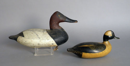 Appraisal: Two carved and painted duck decoys early th c l