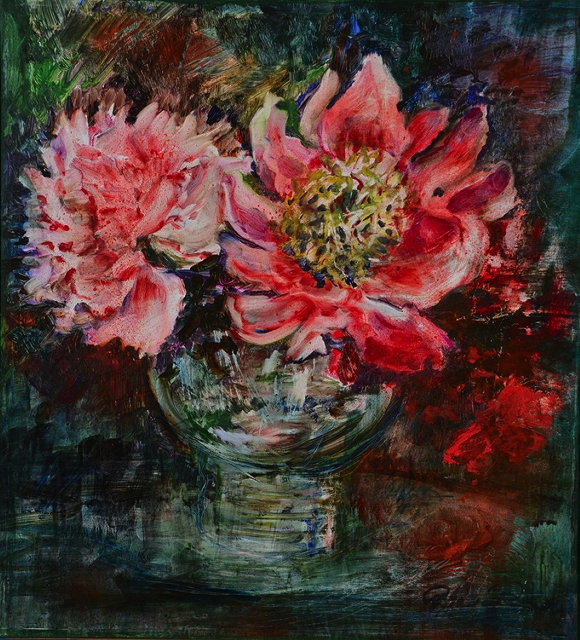 Appraisal: MARGARET BRADLEY TH CENTURY 'Bowl of Peonies' signed acrylics x