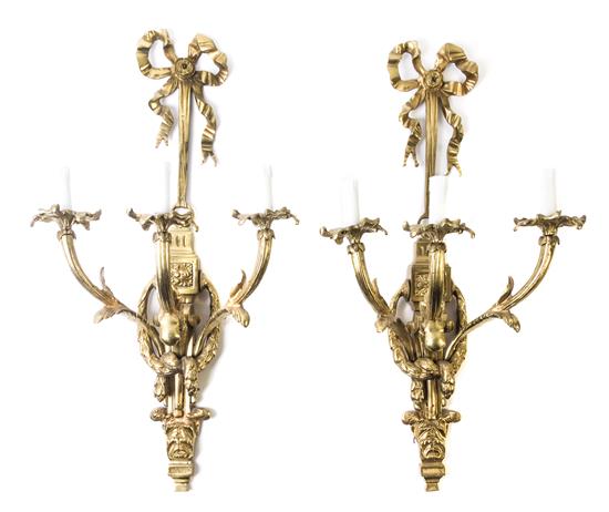 Appraisal: Sale Lot A Pair of Louis XVI Style Gilt Bronze