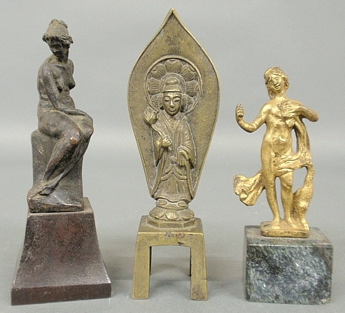 Appraisal: - Three th th c bronzes including an Asian deity