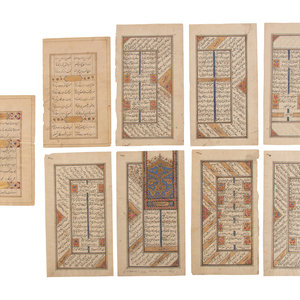 Appraisal: Nine Illuminated Pictorial Manuscripts Kishmiri th Century comprising seven leaves