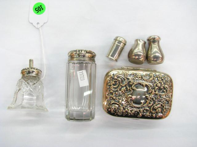 Appraisal: Group of Sterling Silver Plate Accessories including powder jar two