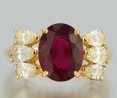 Appraisal: A Ladies' Rubellite and Diamond Ring k yellow gold ring