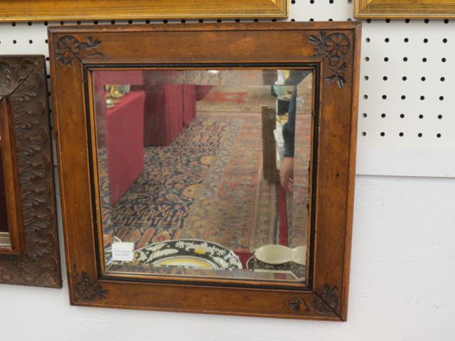 Appraisal: Antique Beveled Mirror carved wood frame square overall