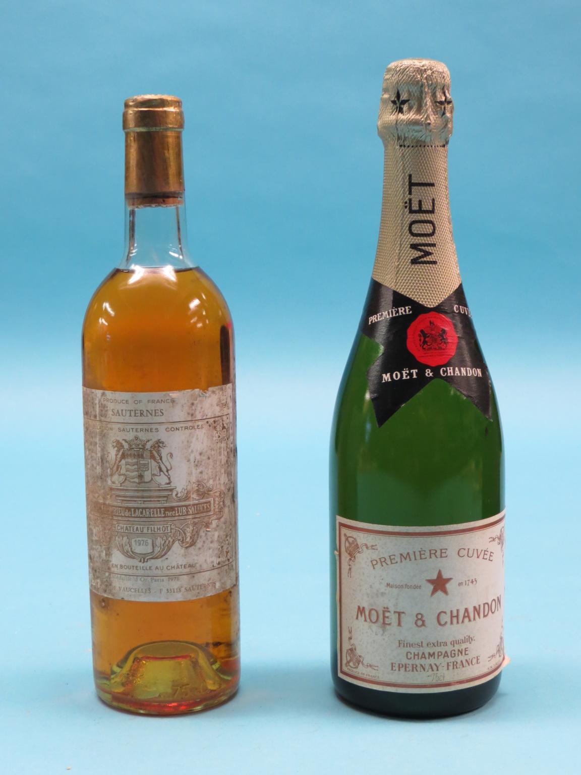 Appraisal: Sauternes Chateau Filhot one bottle and Moet Chandon Champagne one