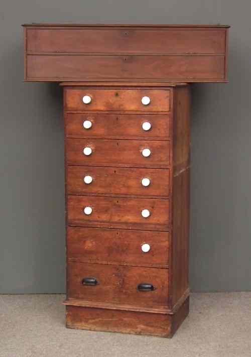 Appraisal: A Victorian stained pine tool chest of drawers ins wide