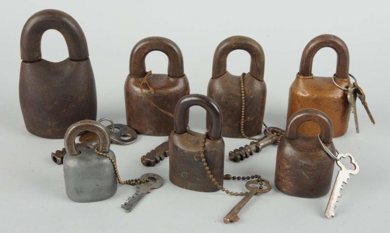 Appraisal: Lot of Barrel Type Padlocks with Keys This lot contains