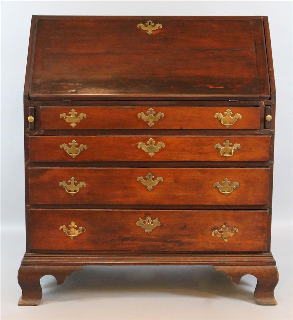 Appraisal: CHIPPENDALE SLANT FRONT CHERRYWOOD DESK POSSIBLY RHODE ISLAND OR CONNECTICUT