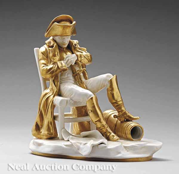 Appraisal: A Continental Gilt and White Glazed Porcelain Figure of Napoleon