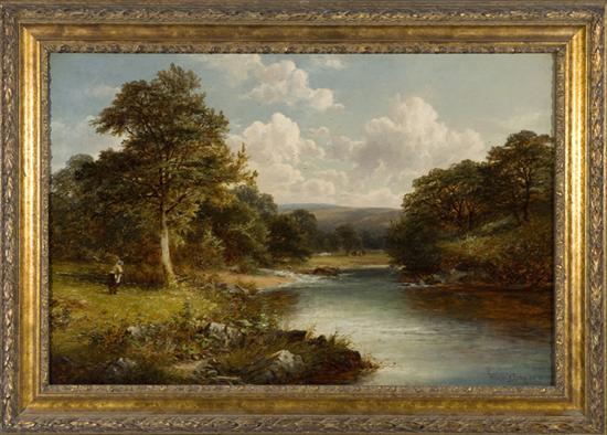 Appraisal: King William Joseph Br - Landscape with stream and figure