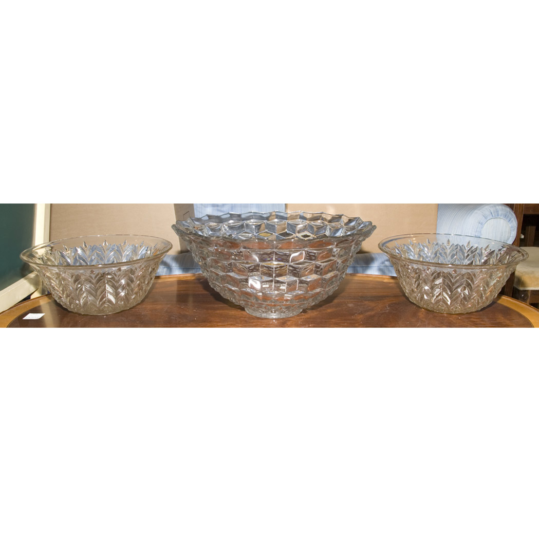 Appraisal: Group of Three Pressed Glass Punch Bowls