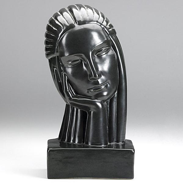 Appraisal: A DREXEL JACOBSON - COWANArt Deco glazed ceramic head La