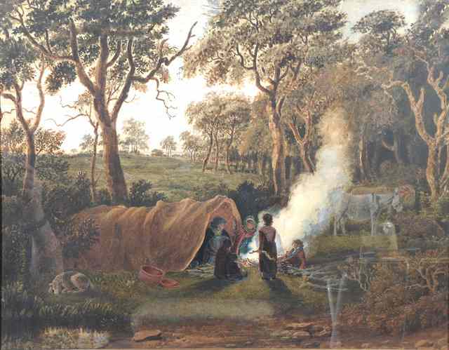 Appraisal: Follower of William ShayerA gypsy encampment in a woodland watercolour