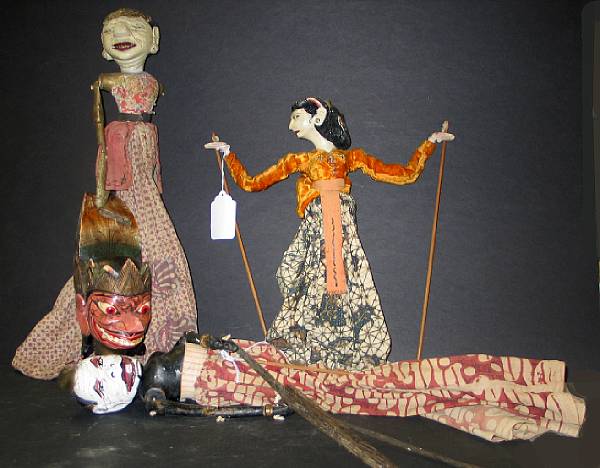 Appraisal: Ten Indonesian cloth and wood puppets some with wear minor