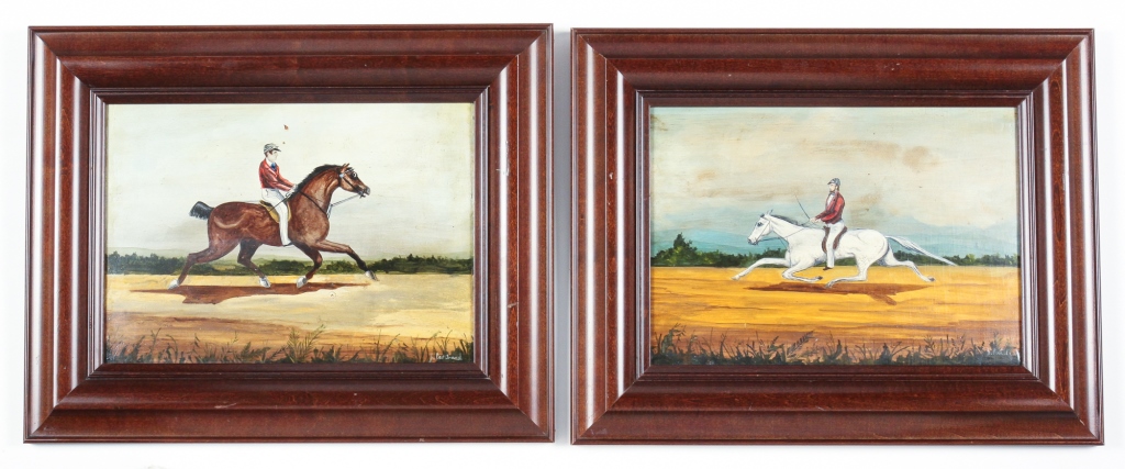 Appraisal: TWO PAINTINGS OF RACE HORSES BY J PRITCHARD American or