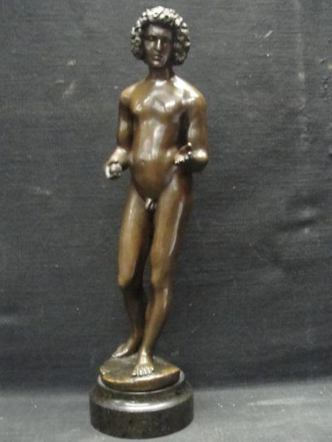 Appraisal: Bronze ADAM on Marble Base Great quality with original patina