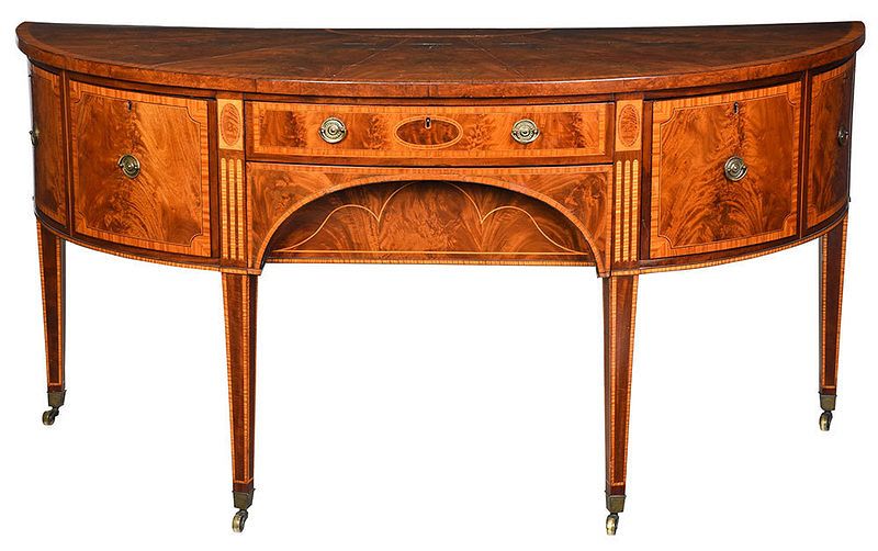 Appraisal: George III Inlaid Mahogany Demilune Sideboard British late th century