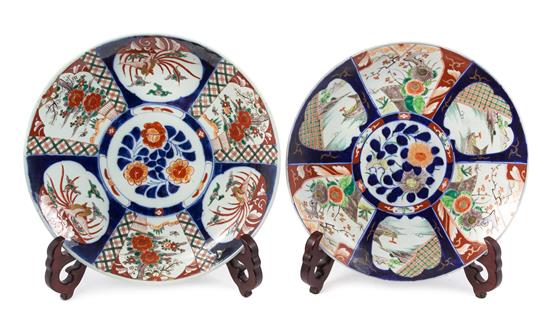 Appraisal: Sale Lot Two Japanese Imari Porcelain Chargers one having a