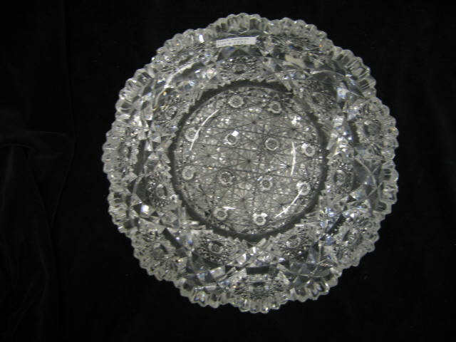 Appraisal: Brilliant Period Cut Glass Bowl Harvard or Russian cut center