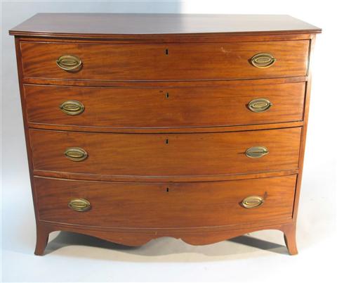 Appraisal: FEDERAL MAHOGANY BOW FRONT CHEST Probably New England circa -