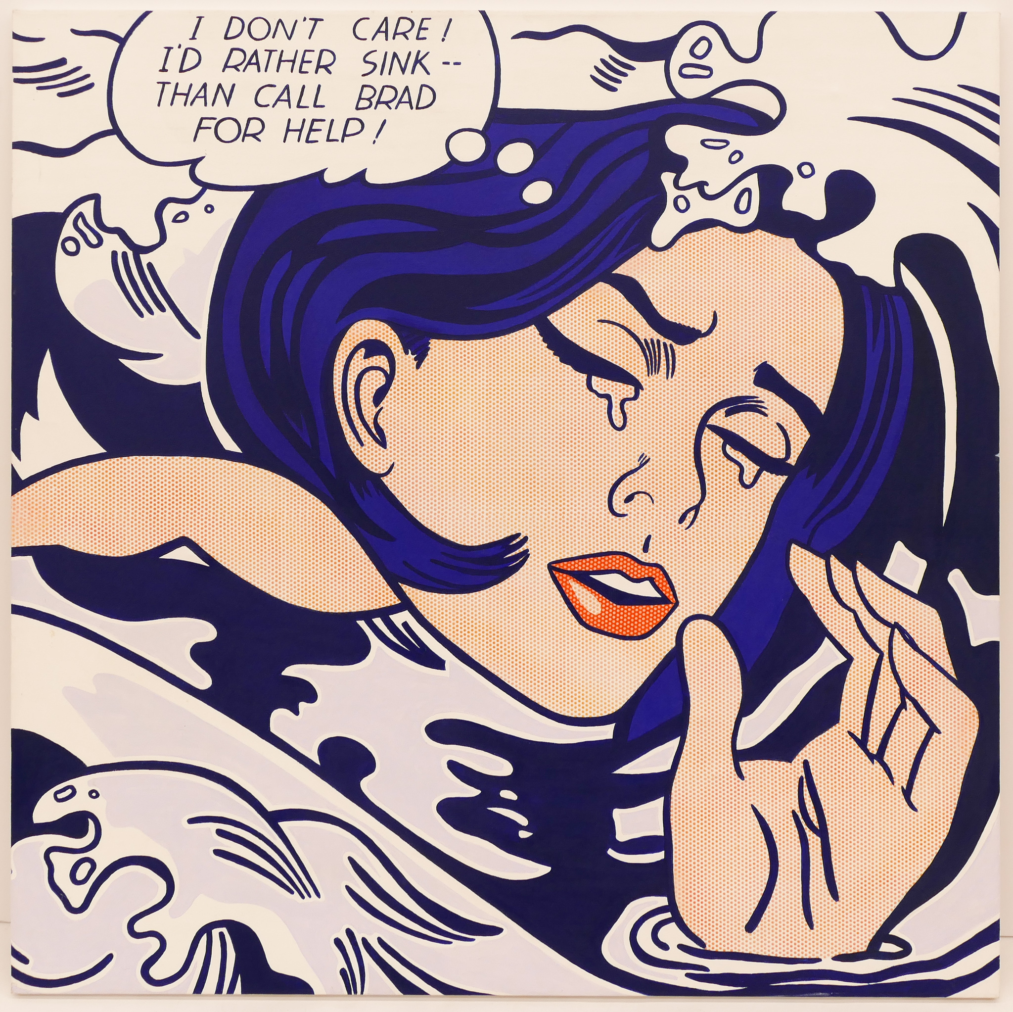 Appraisal: After Roy Lichtenstein ''Drowning Girl'' Oil on Canvas ''x ''