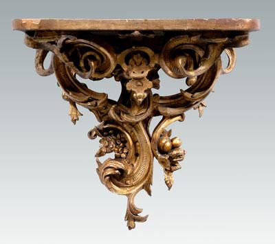 Appraisal: Italian rococo gilt wood bracket carved wood with gesso and