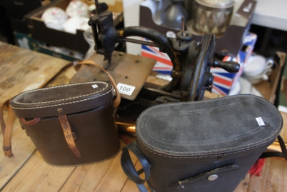 Appraisal: Victorian sewing machine together with a pair of binoculars